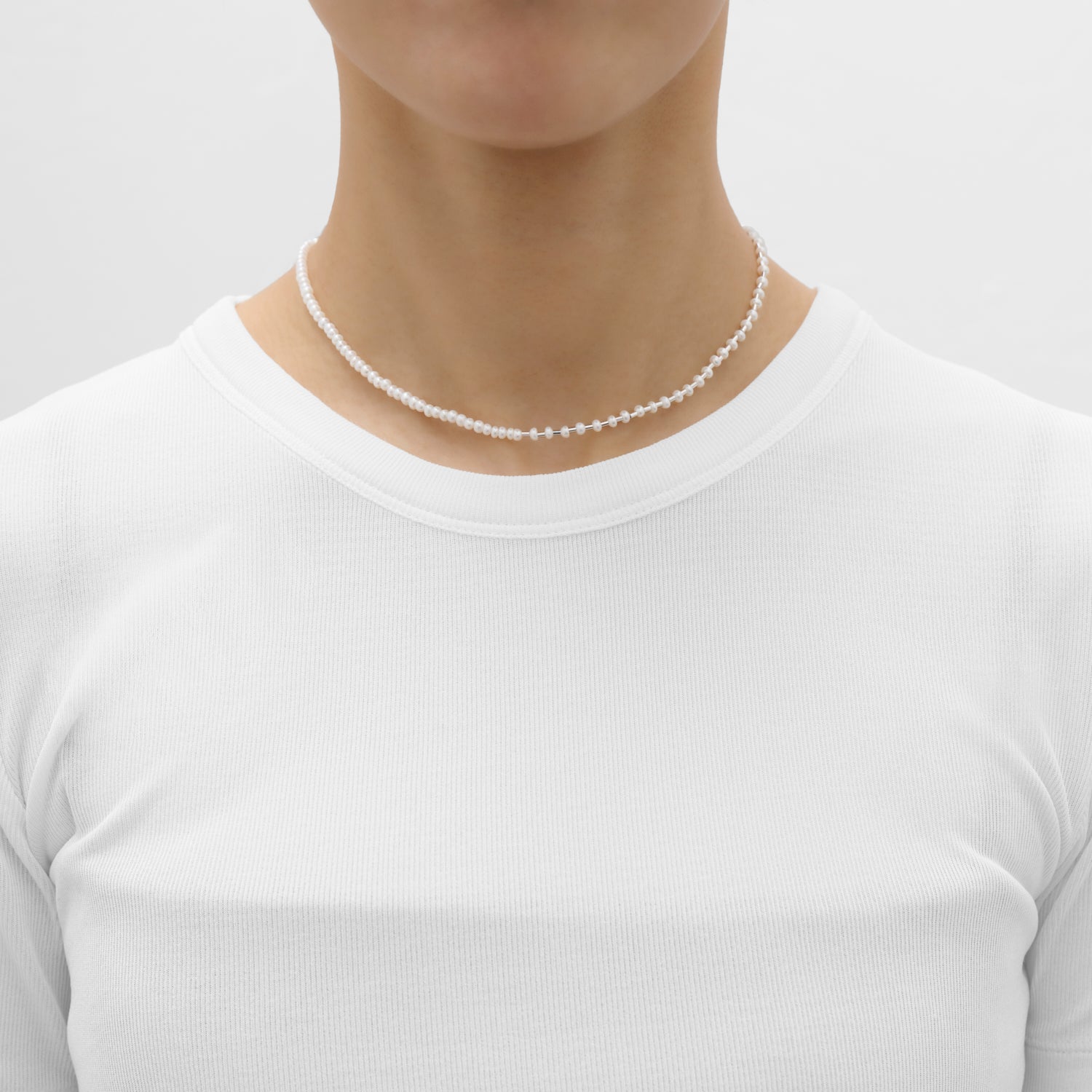 LIMITED COLLECTION【Freshwater pearl ball chain necklace (seed/White)】
