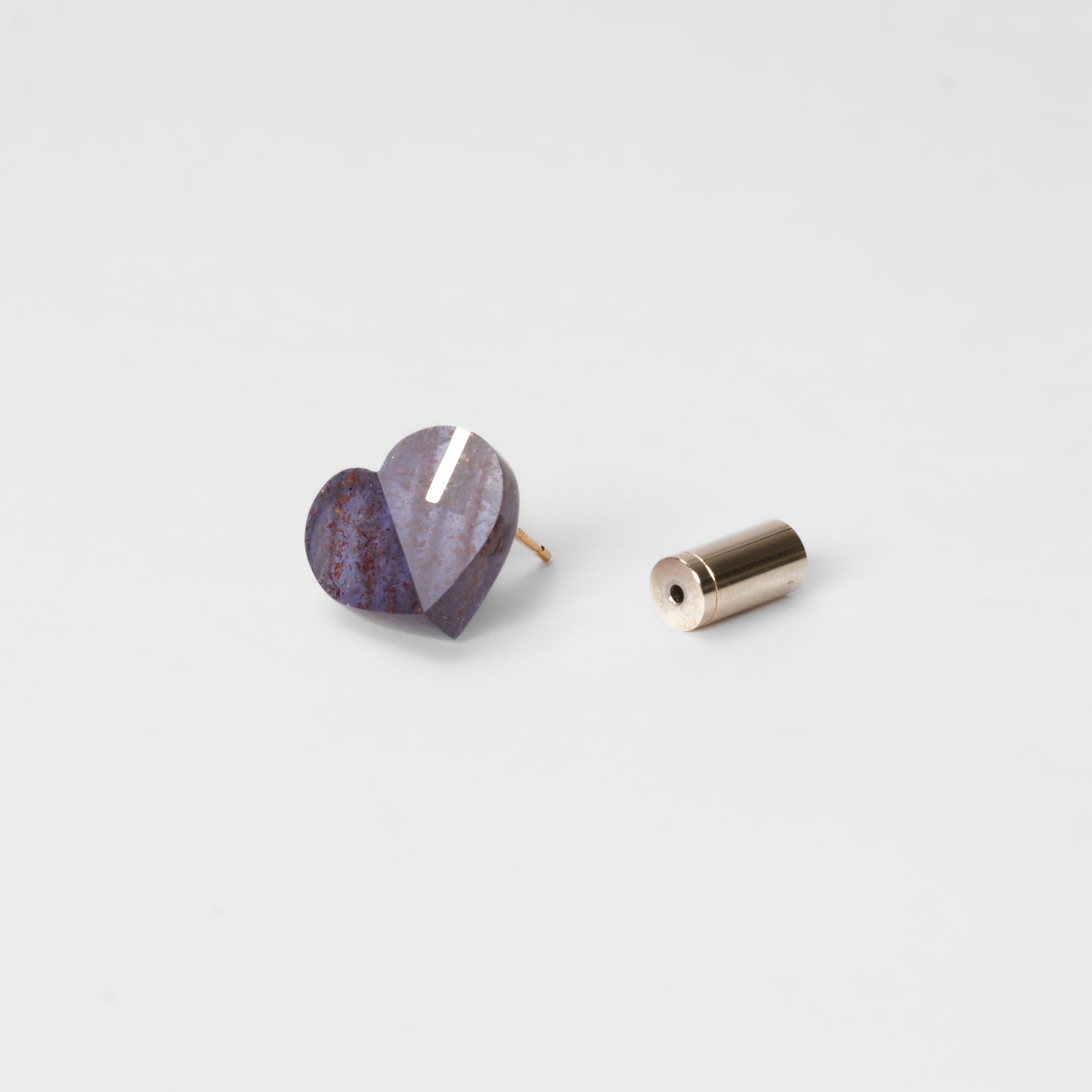 mini Heart pierced earring (Iolite Sunstone / K10 post)