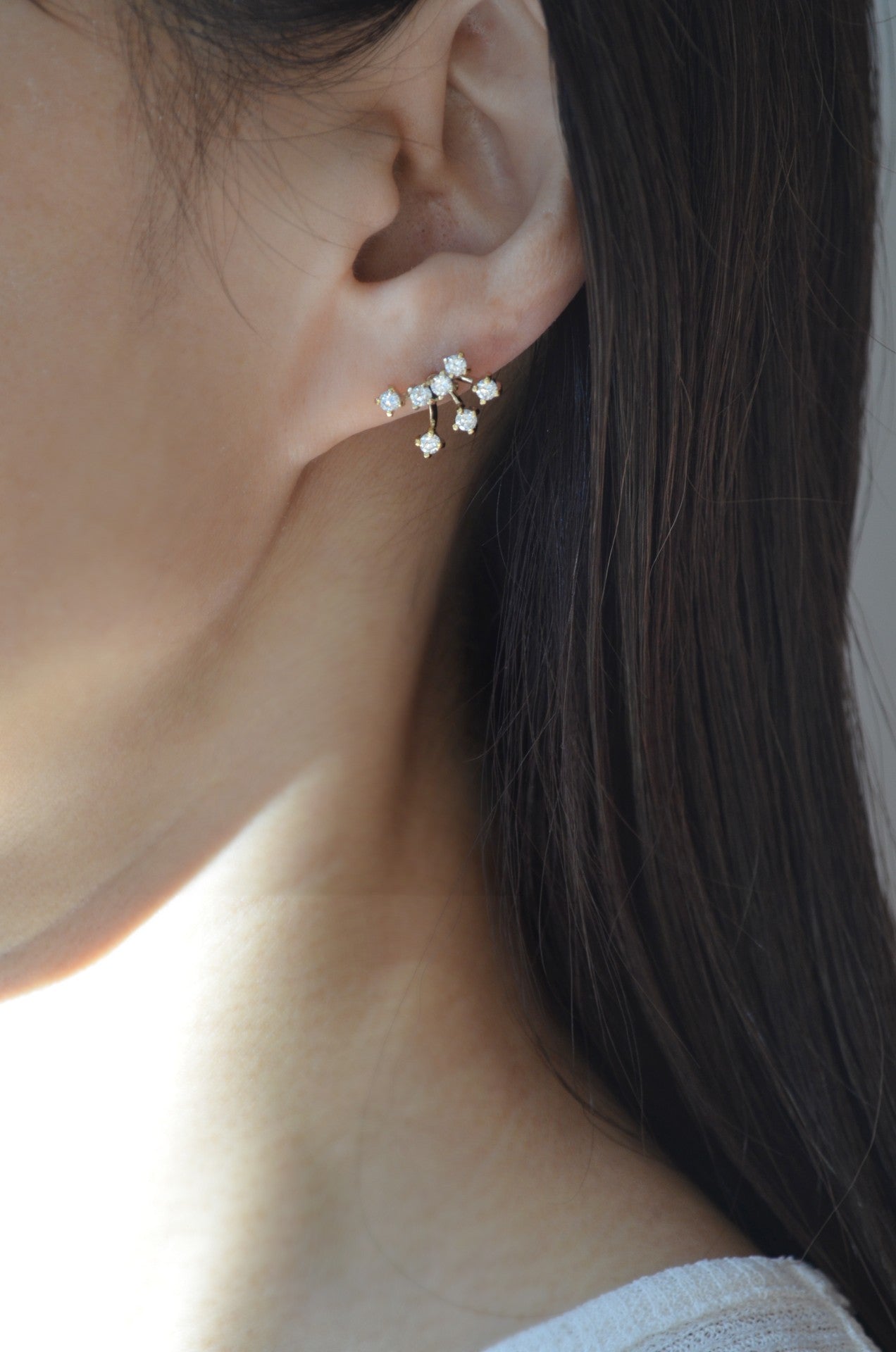 7 cubic zirconia + 5 cubic zirconia pierce