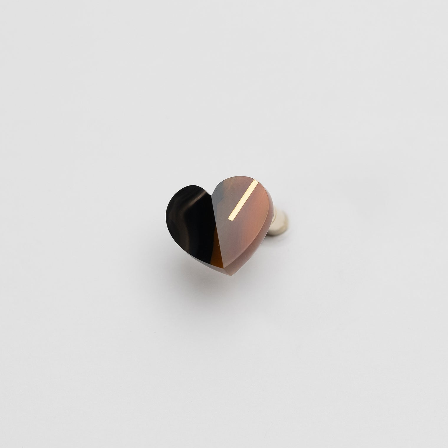 【 One of a kind 】Heart pierced earring (Brown agate / K10 post)