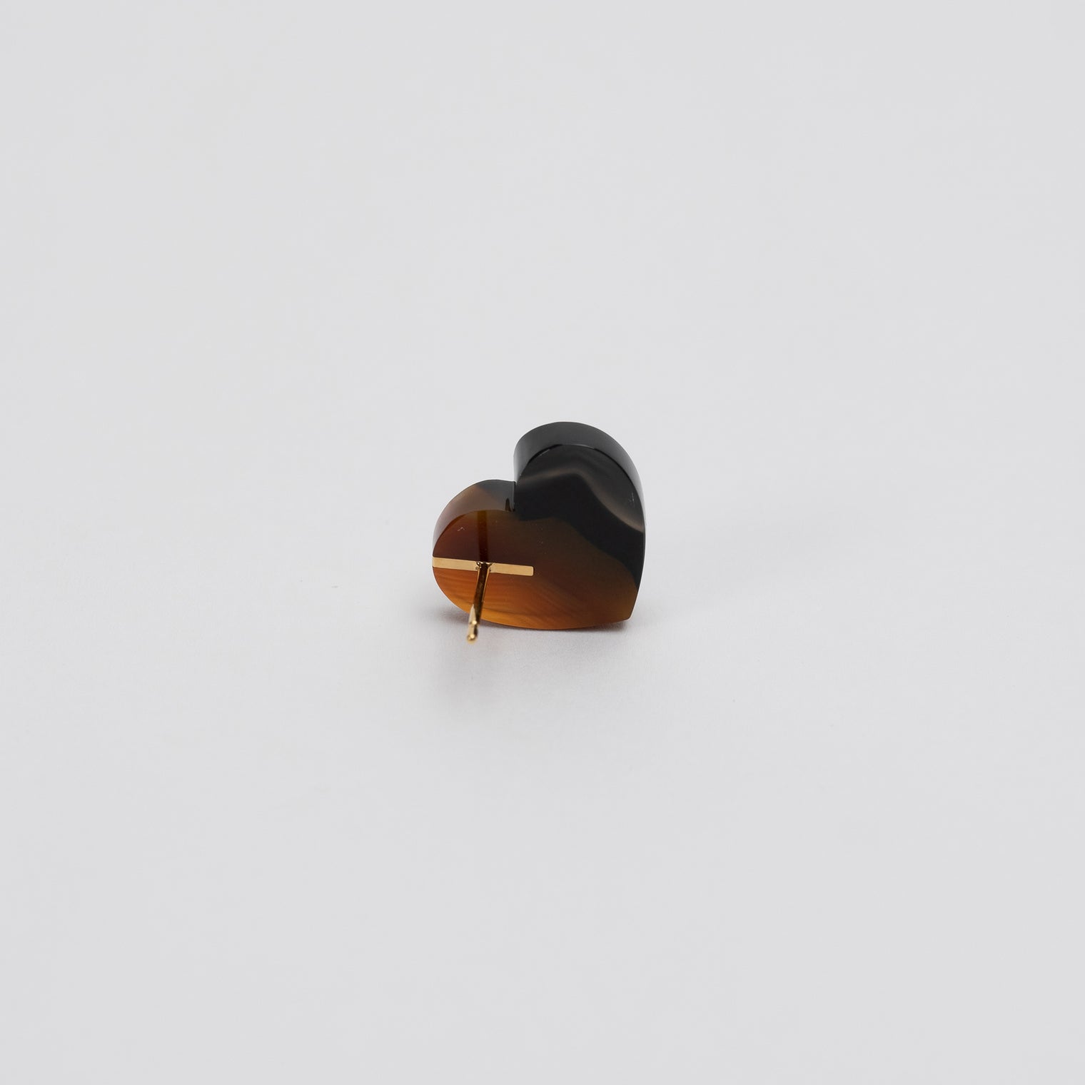 【 One of a kind 】Heart pierced earring (Brown agate / K10 post)