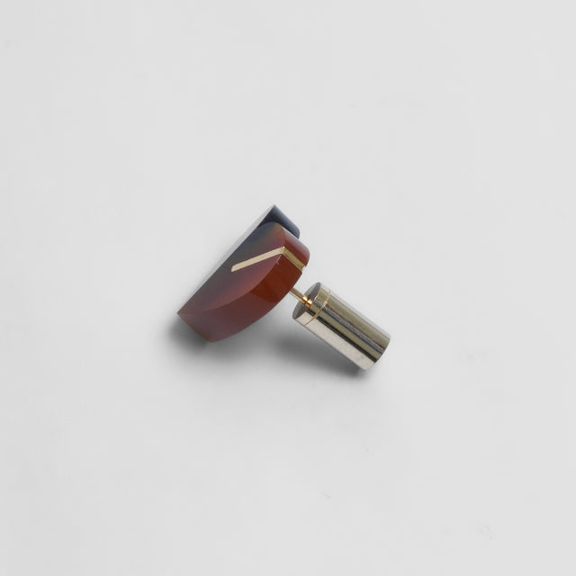 【 One of a kind 】Heart pierced earring (Brown agate / K10 post)