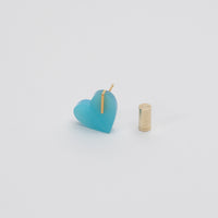 【 One of a kind 】Heart pierced earring (Sea blue chalcedony / K10 post)