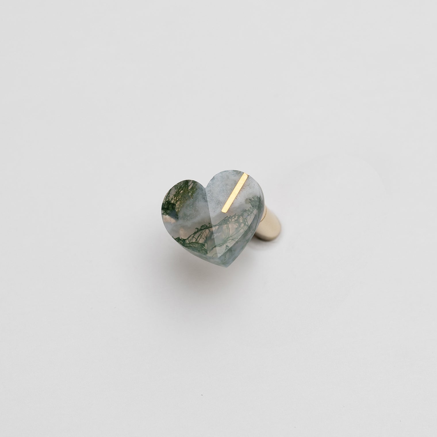 【 One of a kind 】Heart pierced earring (Moss agate / K10 post)