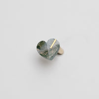 【 One of a kind 】Heart pierced earring (Moss agate / K10 post)