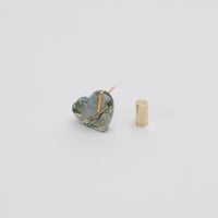 【 One of a kind 】Heart pierced earring (Moss agate / K10 post)