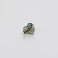 【 One of a kind 】Heart pierced earring (Moss agate / K10 post)
