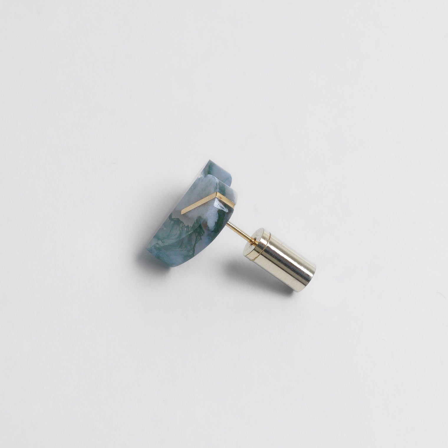 【 One of a kind 】Heart pierced earring (Moss agate / K10 post)