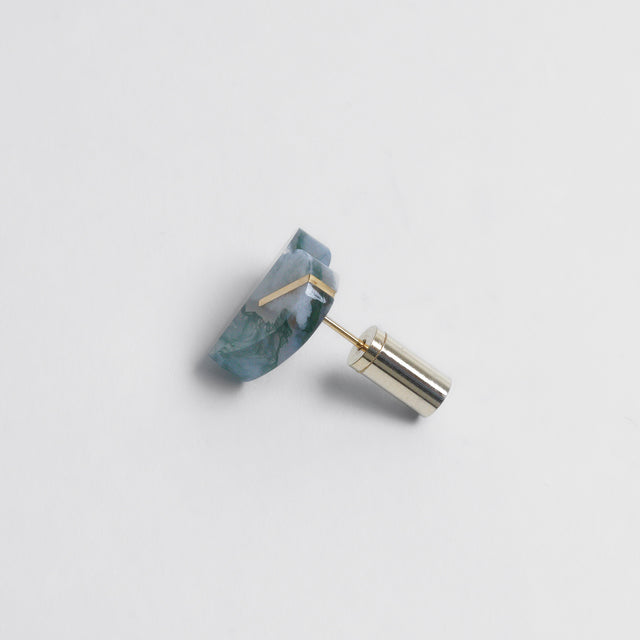 【 One of a kind 】Heart pierced earring (Moss agate / K10 post)