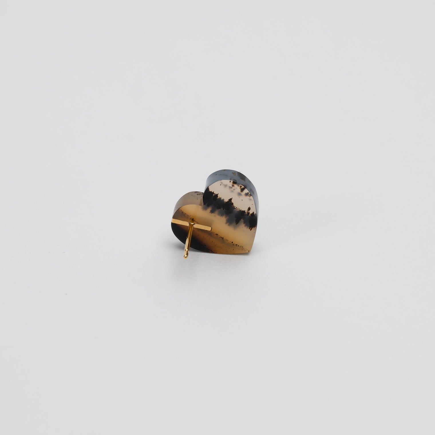 【 One of a kind 】Heart pierced earring (Montana agate / K10 post)