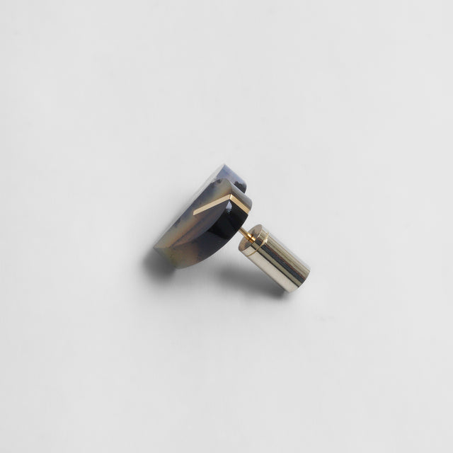 【 One of a kind 】Heart pierced earring (Montana agate / K10 post)