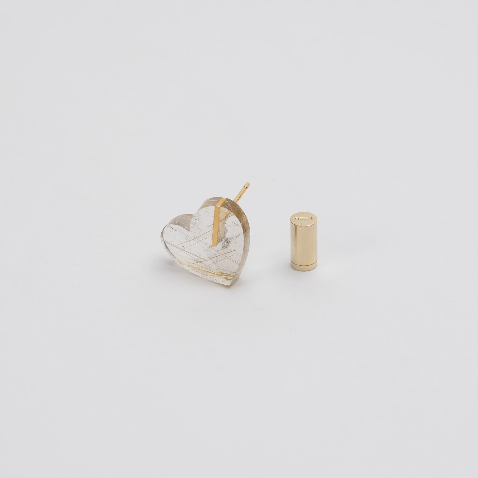 【 One of a kind 】Heart pierced earring (Rutile quartz / K10 post)