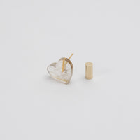 【 One of a kind 】Heart pierced earring (Rutile quartz / K10 post)
