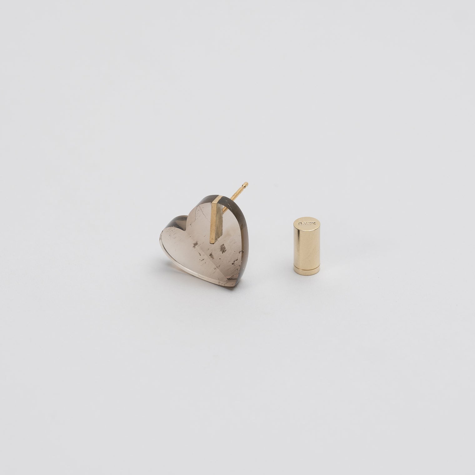 【 One of a kind 】Heart pierced earring (Smoky quartz / K10 post)