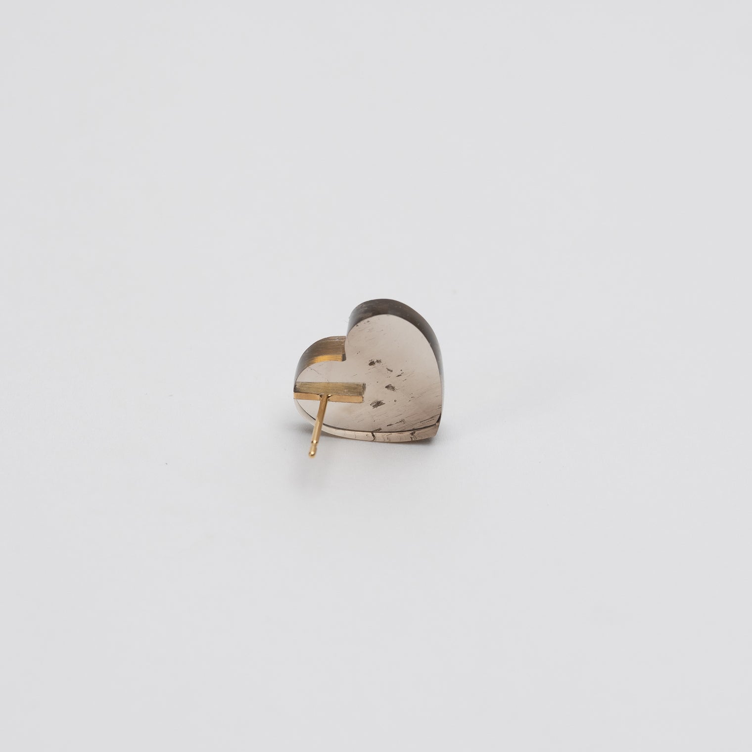 【 One of a kind 】Heart pierced earring (Smoky quartz / K10 post)