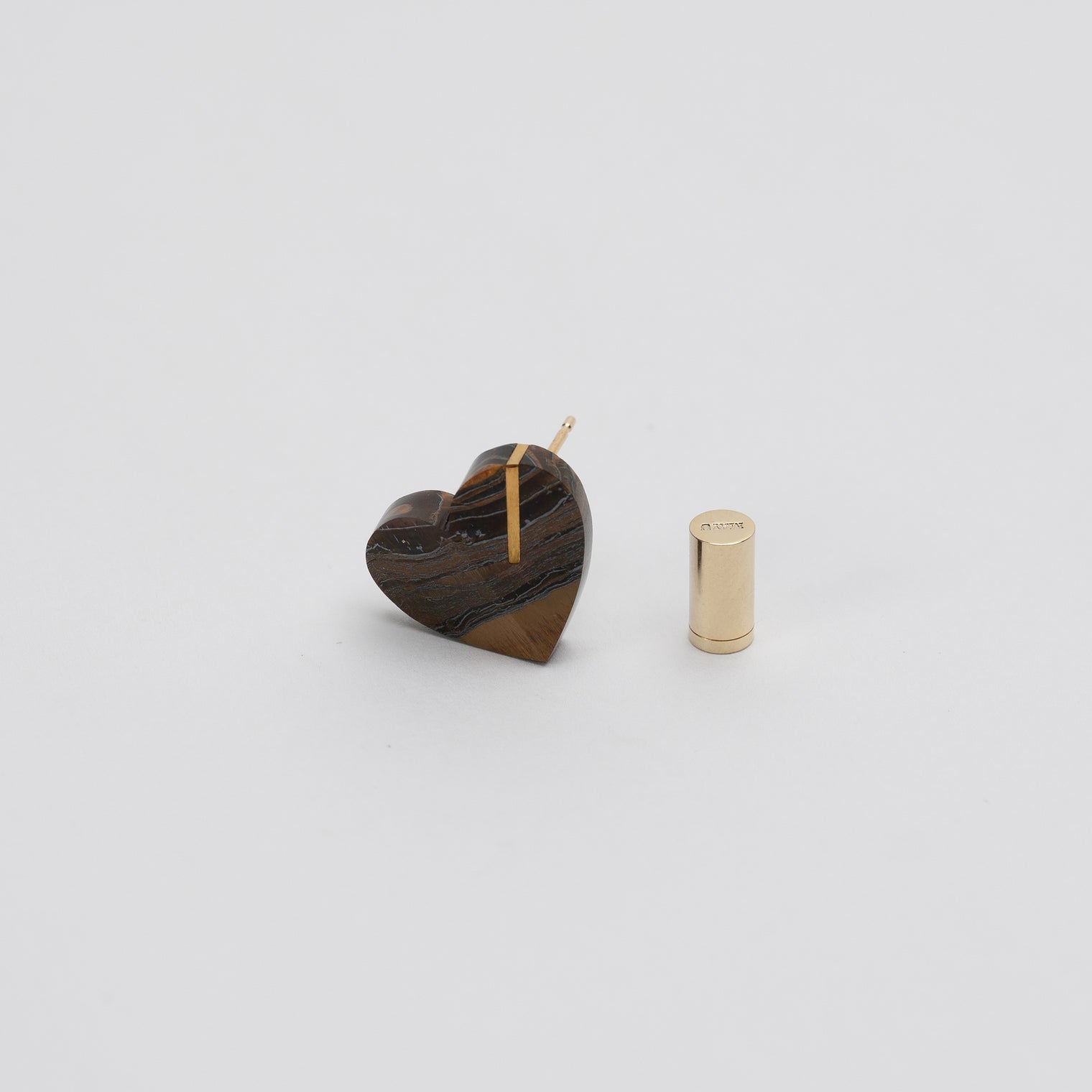 【 One of a kind 】Heart pierced earring (Iron tiger eye / K10 post)