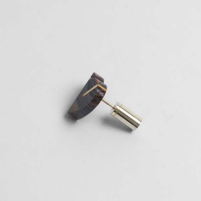 【 One of a kind 】Heart pierced earring (Iron tiger eye / K10 post)