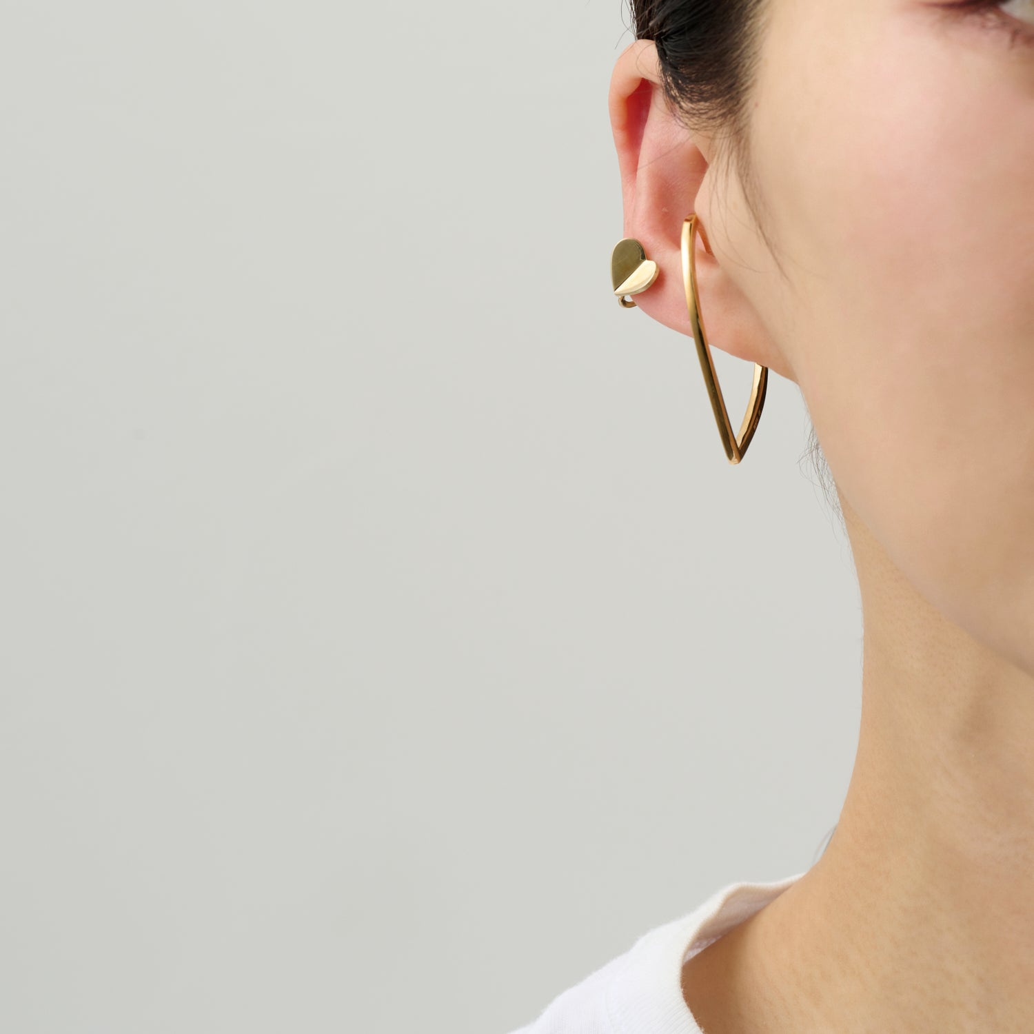 【New】Hoop heart earcuff （Large/ gold)