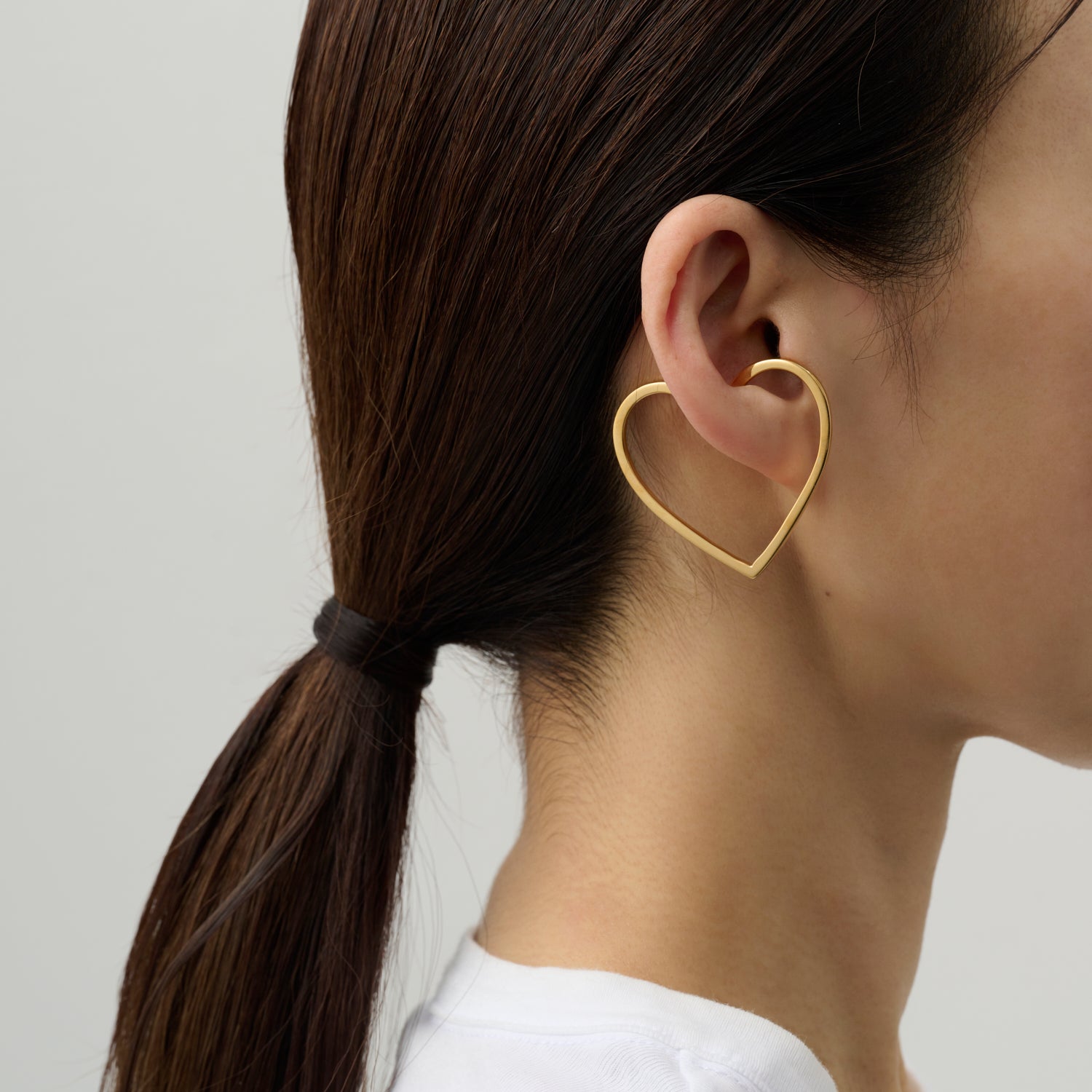 【New】Hoop heart earcuff （Large/ gold)