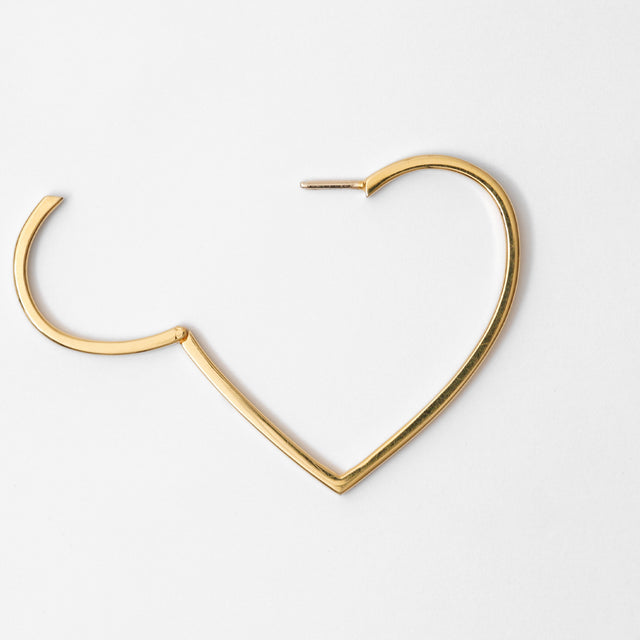 Hoop heart pierced earring ( large / gold)