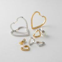 Hoop heart pierced earring (middle / silver)
