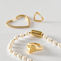 freshwater pearl ball chain necklace (gold)
