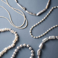 LIMITED COLLECTION【Freshwater pearl ball chain necklace (Gray)】