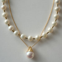 freshwater pearl ball chain necklace (gold)