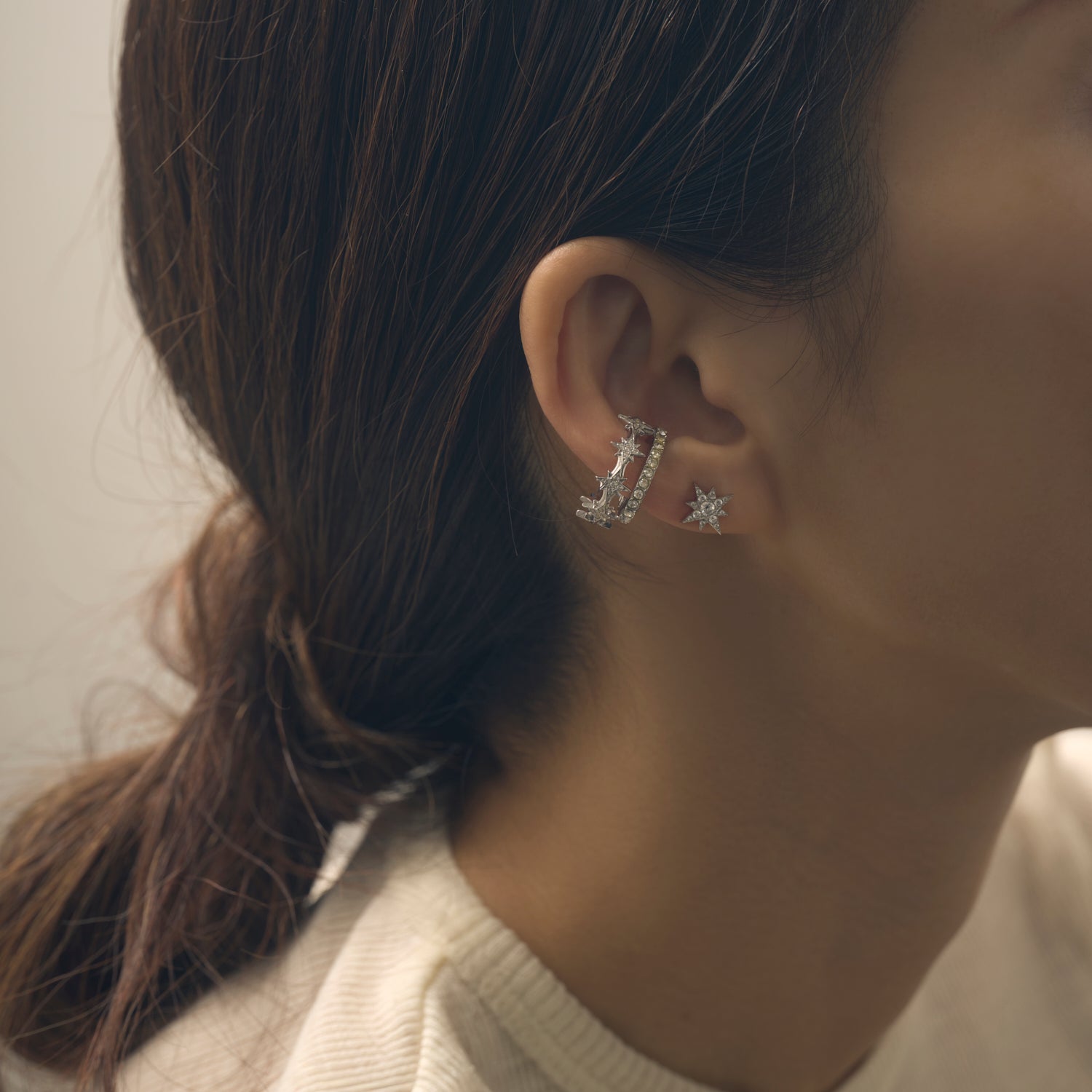 【NEW】8star earcuff (silver/cubic zirconia)