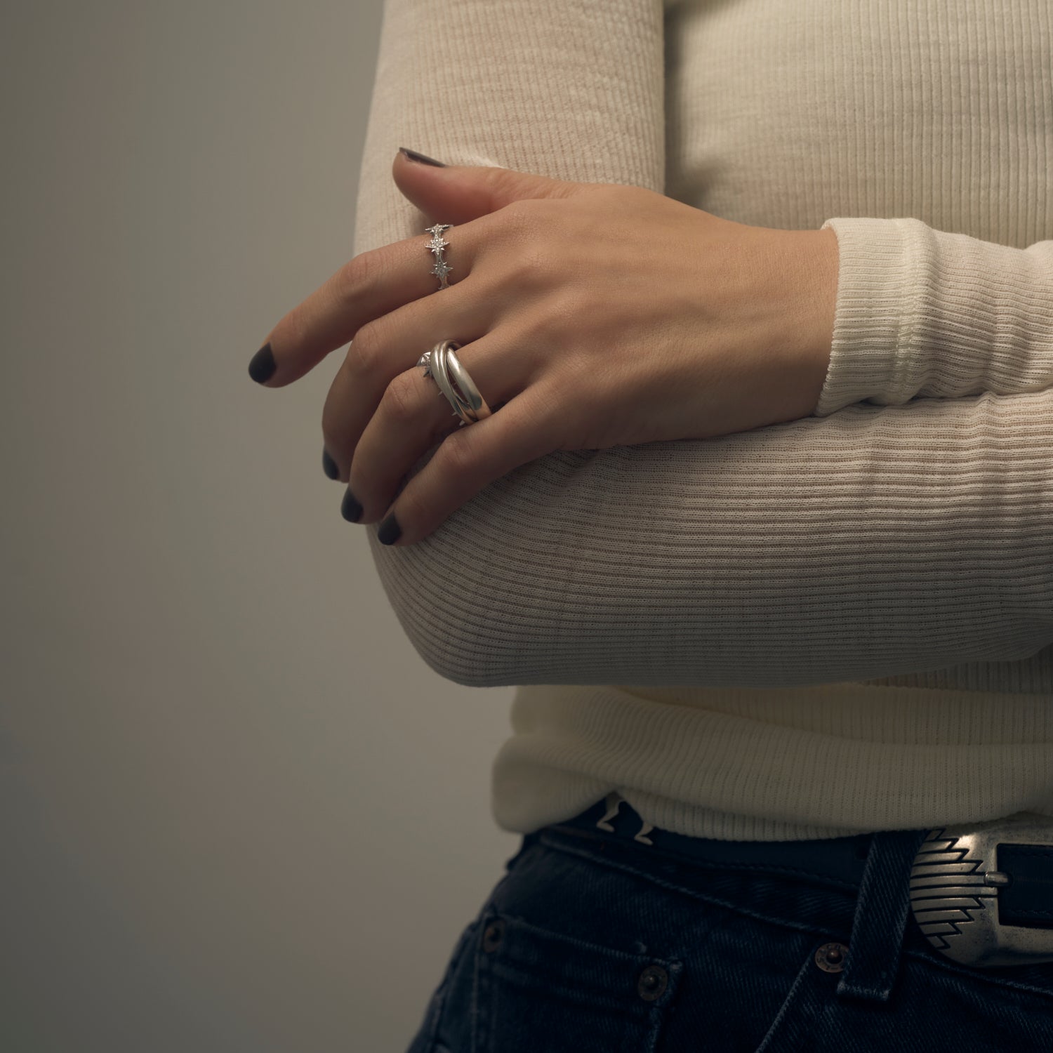 【NEW】8star earcuff (silver/cubic zirconia)