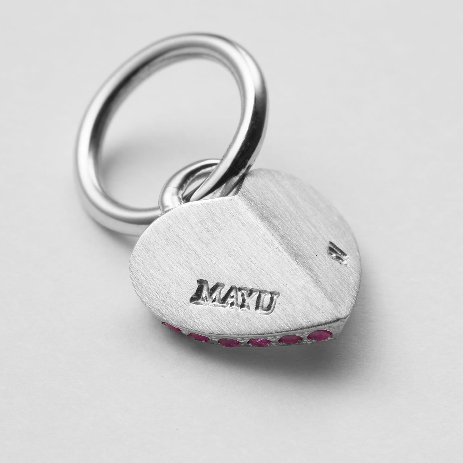 【 NEW 】LIMITED COLLECTION【Small heart line stone charm (Silver / Pink Sapphire)】