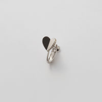 Small heart line stone earring (silver)