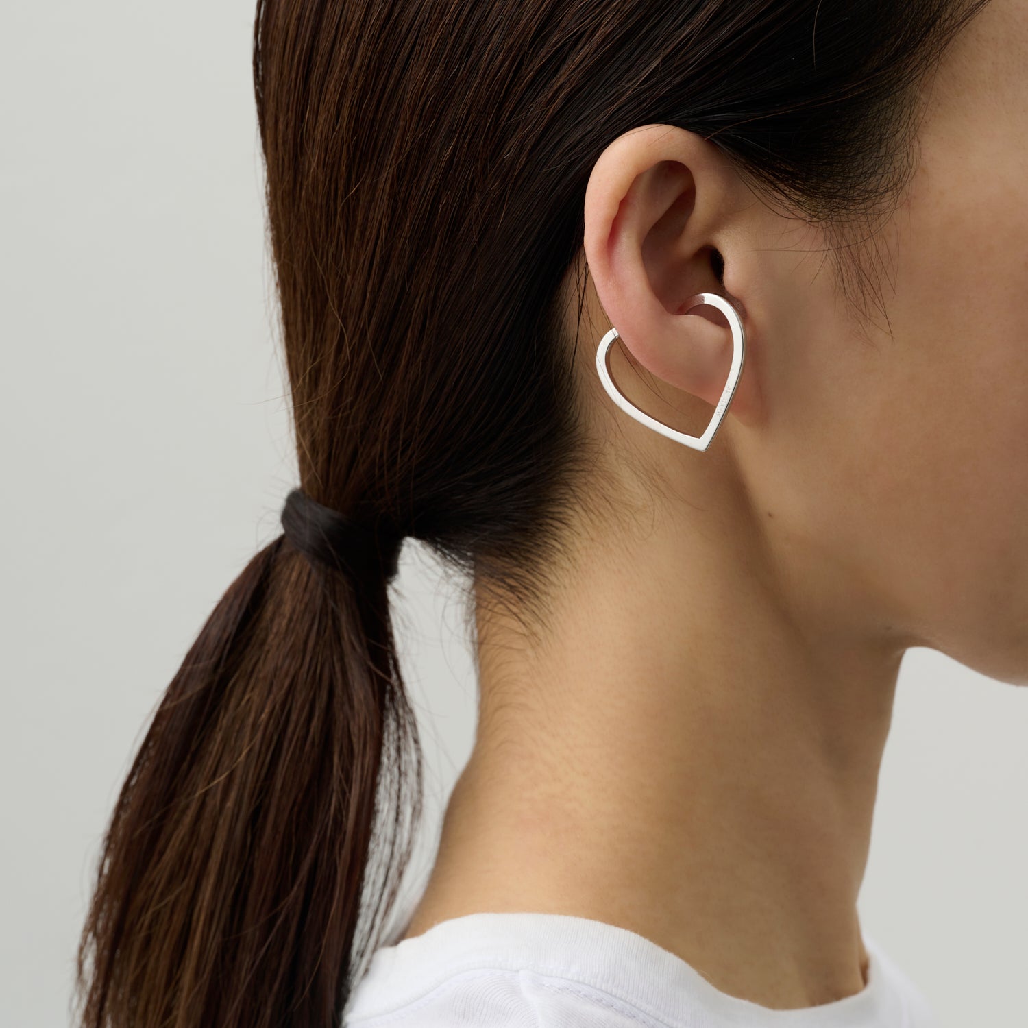 【New】Hoop heart earcuff （middle/ silver)