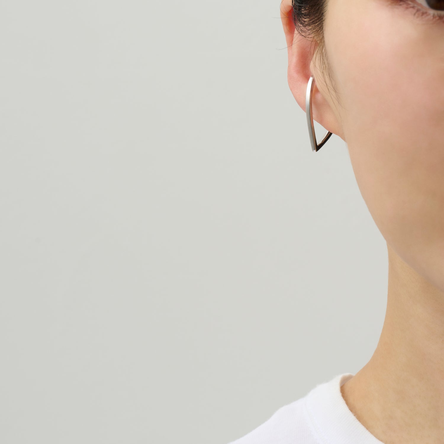【New】Hoop heart earcuff （middle/ silver)
