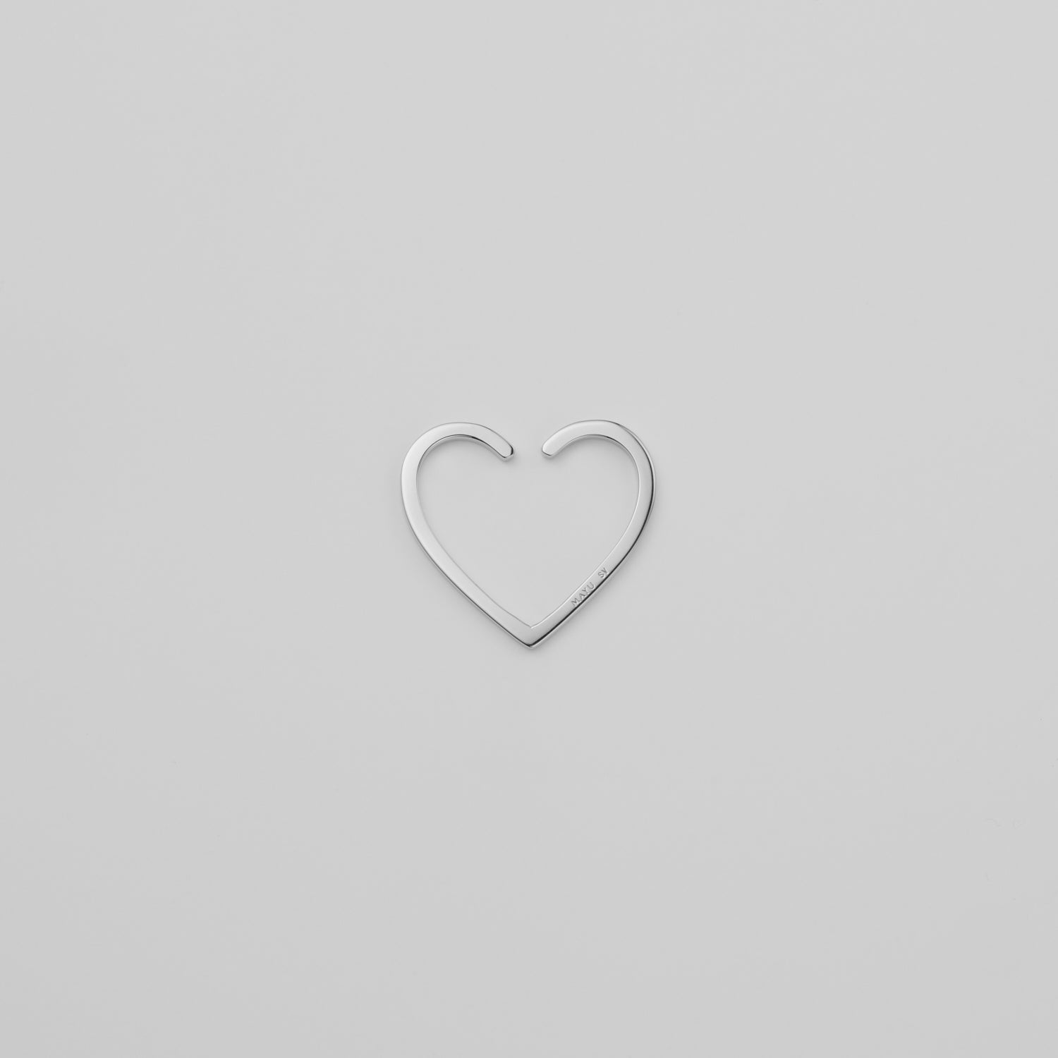 【New】Hoop heart earcuff （middle/ silver)
