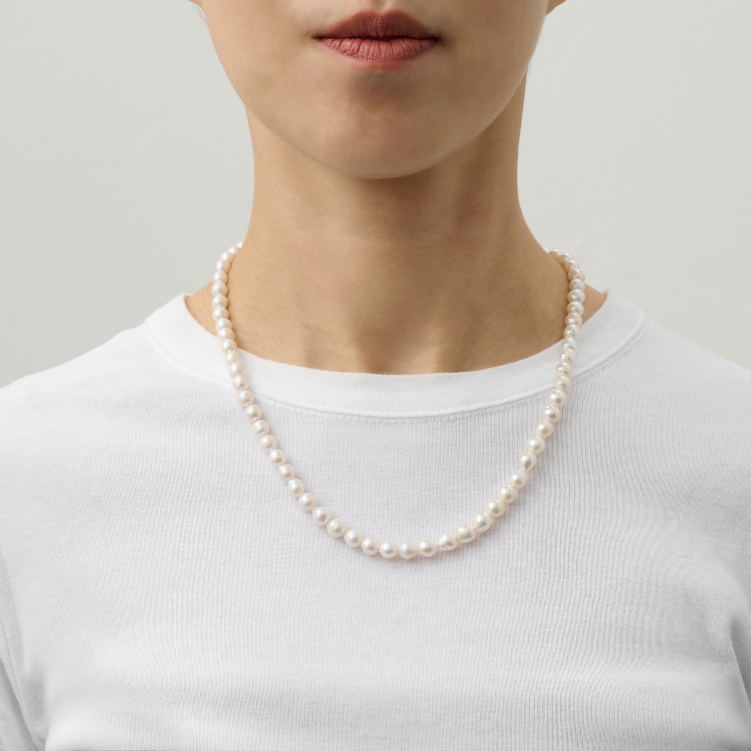 LIMITED COLLECTION 【Freshwater pearl ball chain necklace（potato/classic)】