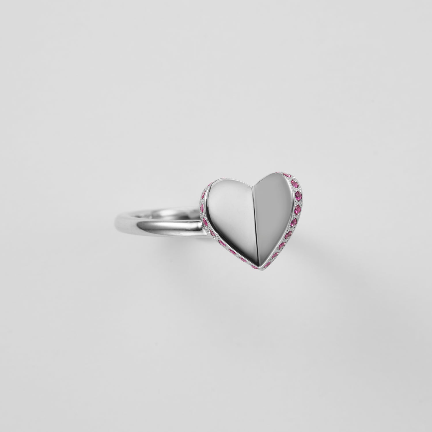 【 NEW 】LIMITED COLLECTION【Small heart line stone ring (Silver / Pink Sapphire)】