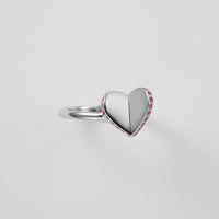 【 NEW 】LIMITED COLLECTION【Small heart line stone ring (Silver / Pink Sapphire)】