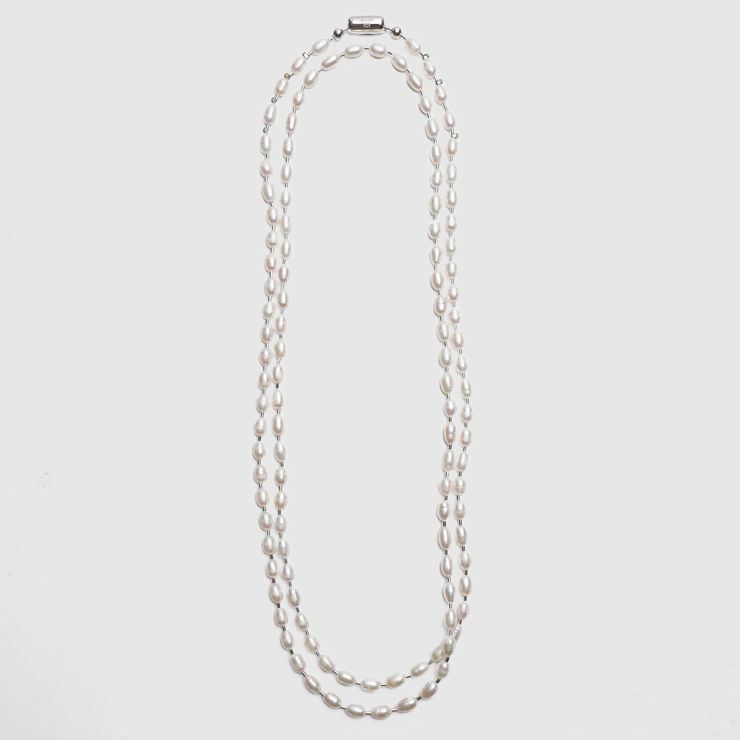 LIMITED COLLECTION 【Freshwater pearl ball chain necklace（rice/long)】