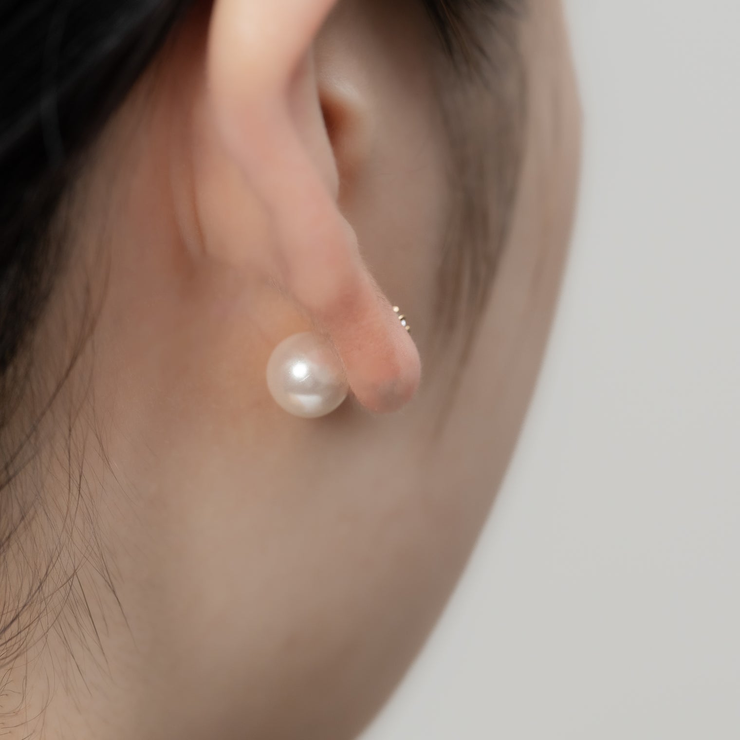 2way heart chain short pierce ( gold / 1cubiczirconia / 9mm pearl catch )
