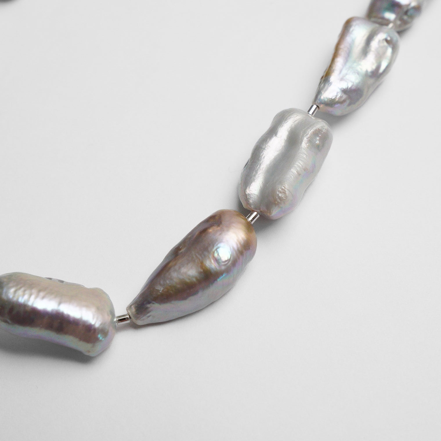 LIMITED COLLECTION 【Freshwater pearl ball chain necklace（deluxe/gray)】