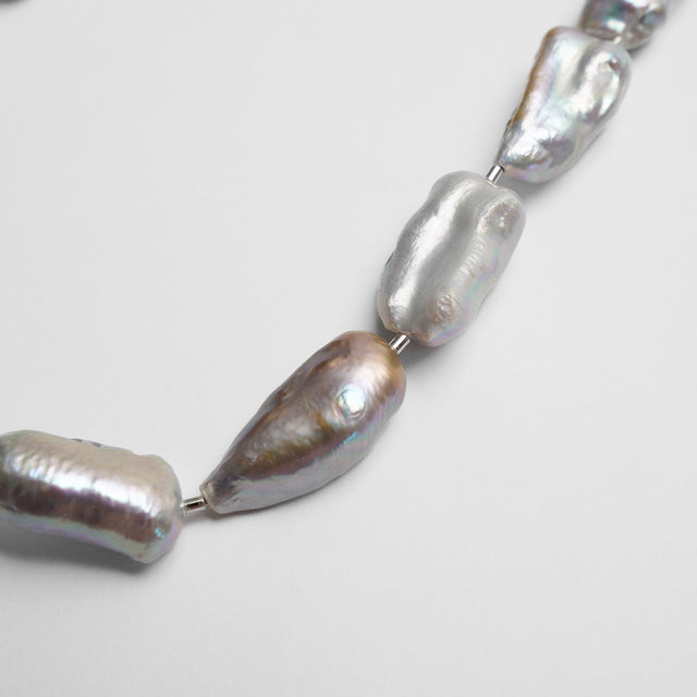 LIMITED COLLECTION 【Freshwater pearl ball chain necklace（deluxe/gray)】