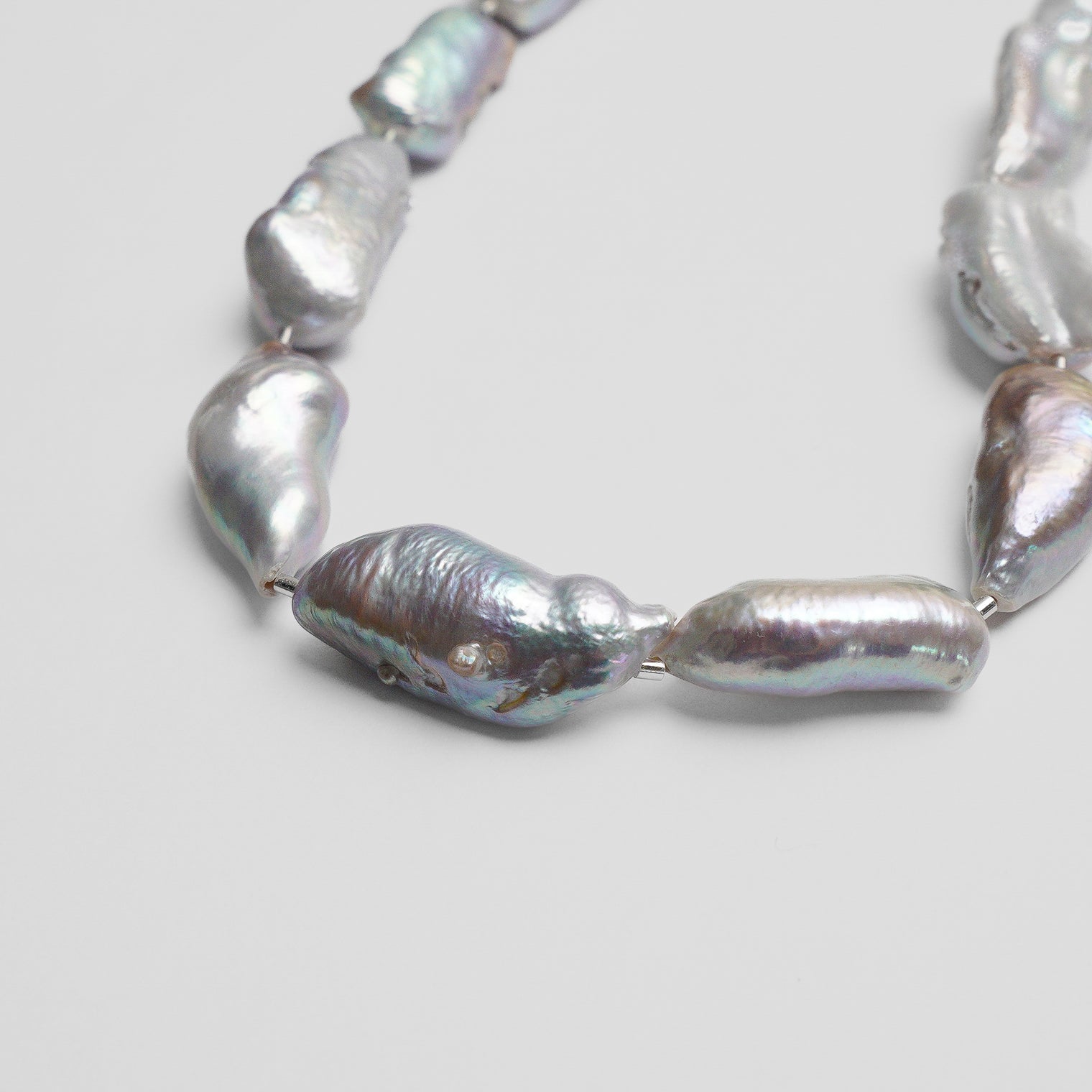 LIMITED COLLECTION 【Freshwater pearl ball chain necklace（deluxe/gray)】