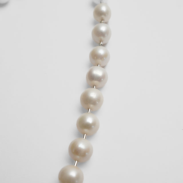 LIMITED COLLECTION 【Freshwater pearl ball chain necklace（White)】