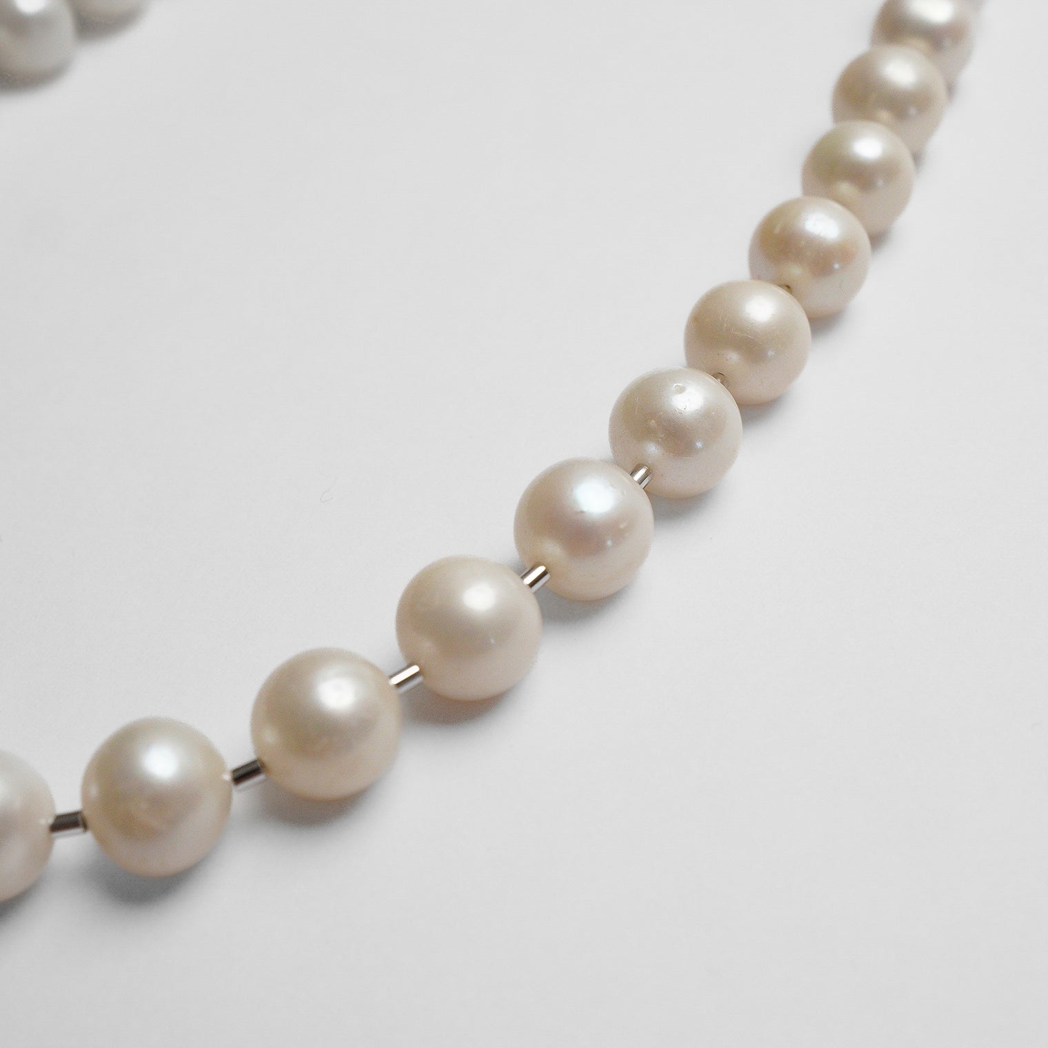 LIMITED COLLECTION 【Freshwater pearl ball chain necklace（White)】