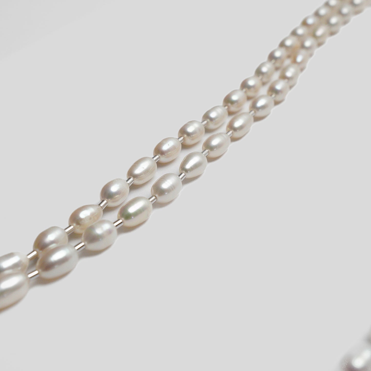 LIMITED COLLECTION 【Freshwater pearl ball chain necklace（rice/long)】