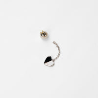 2way heart chain short pierce (silver / 1cubiczirconia / 9mm pearl catch )