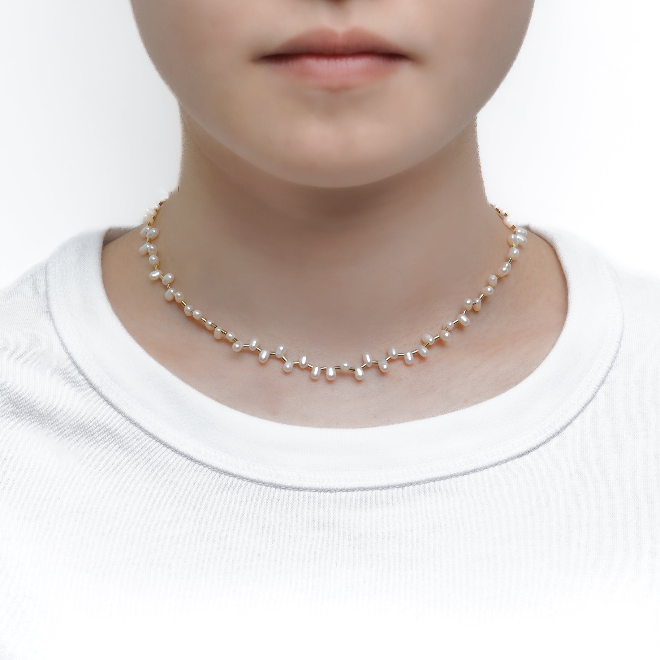 LIMITED COLLECTION【Baroque pearl ball chain necklace (Tiny Cleopatra /  gold)】