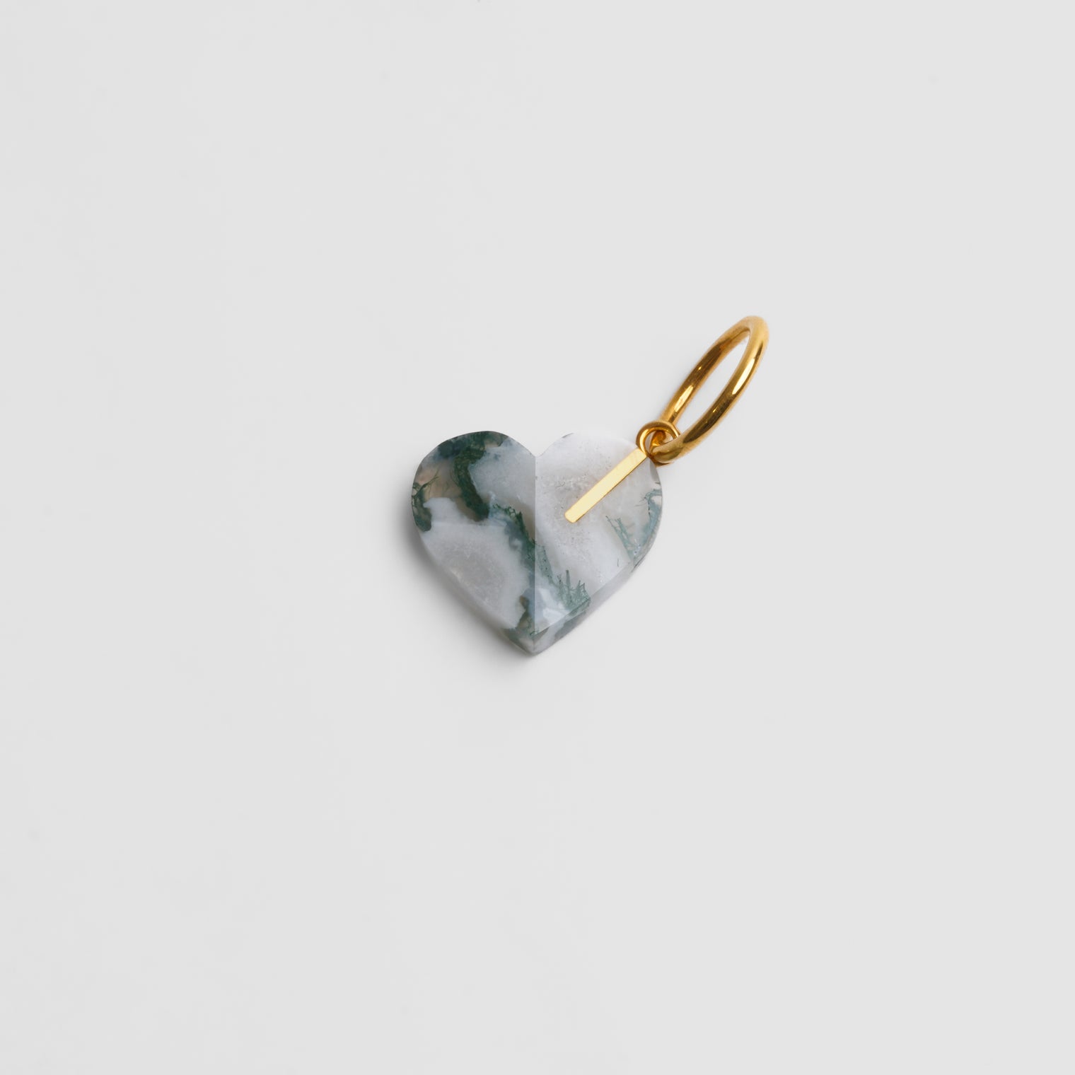 【 One of a kind 】Heart charm（Moss agate）