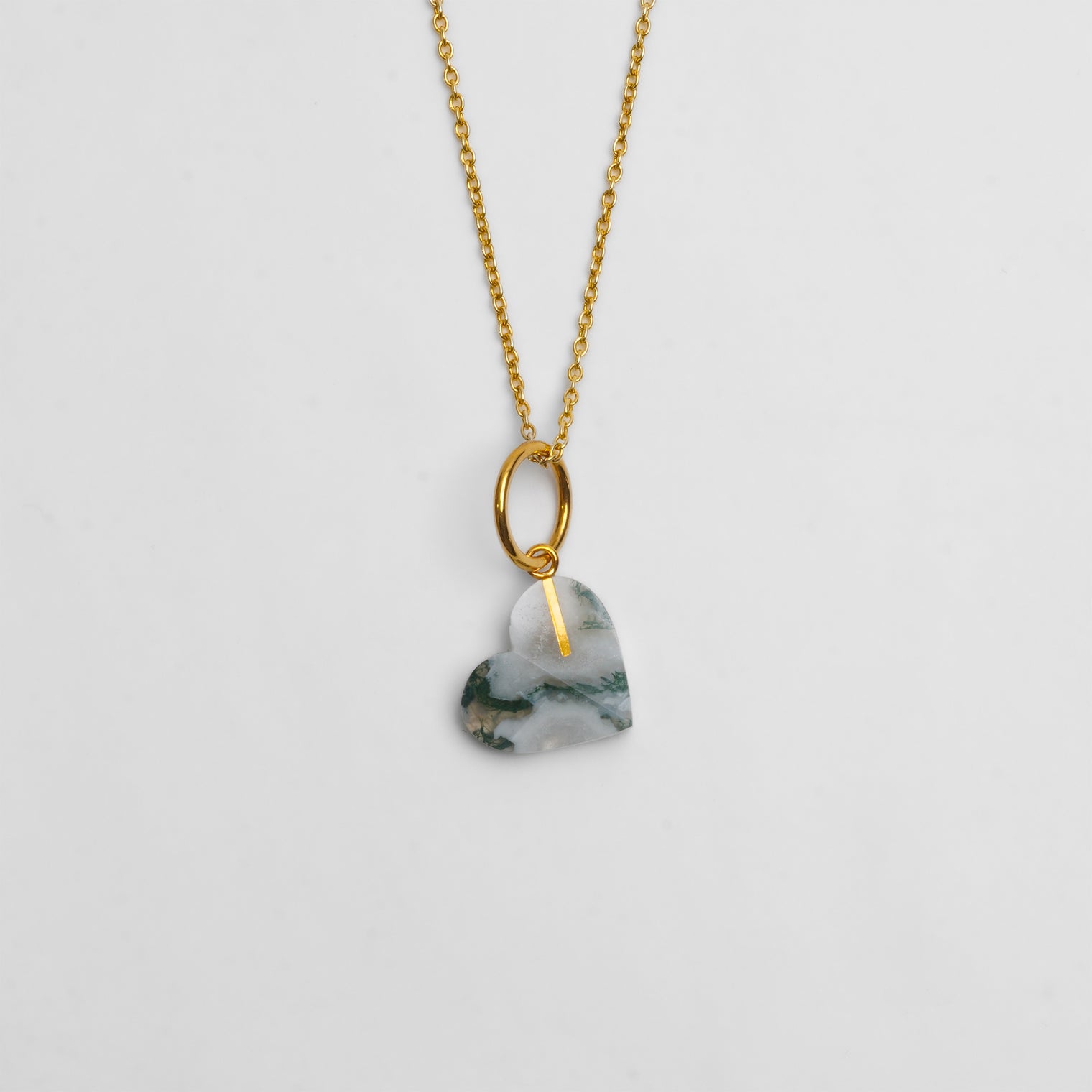 【 One of a kind 】Heart charm（Moss agate）